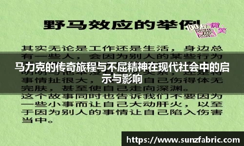 马力克的传奇旅程与不屈精神在现代社会中的启示与影响